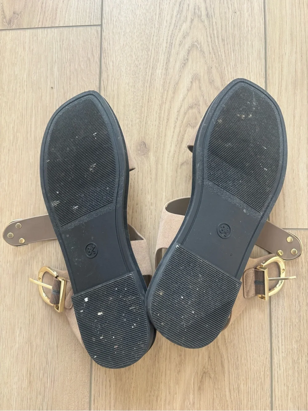 Universal Thread Brown Suede Sandal with Gold Buckles